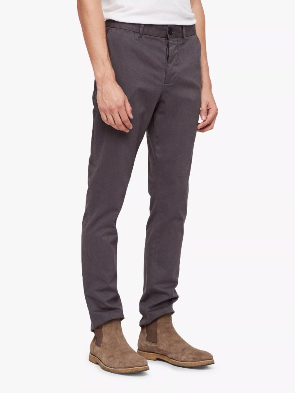 AllSaints Men’s Slim Fit Tapered Chino Trousers - Charcoal Gray, Size 33